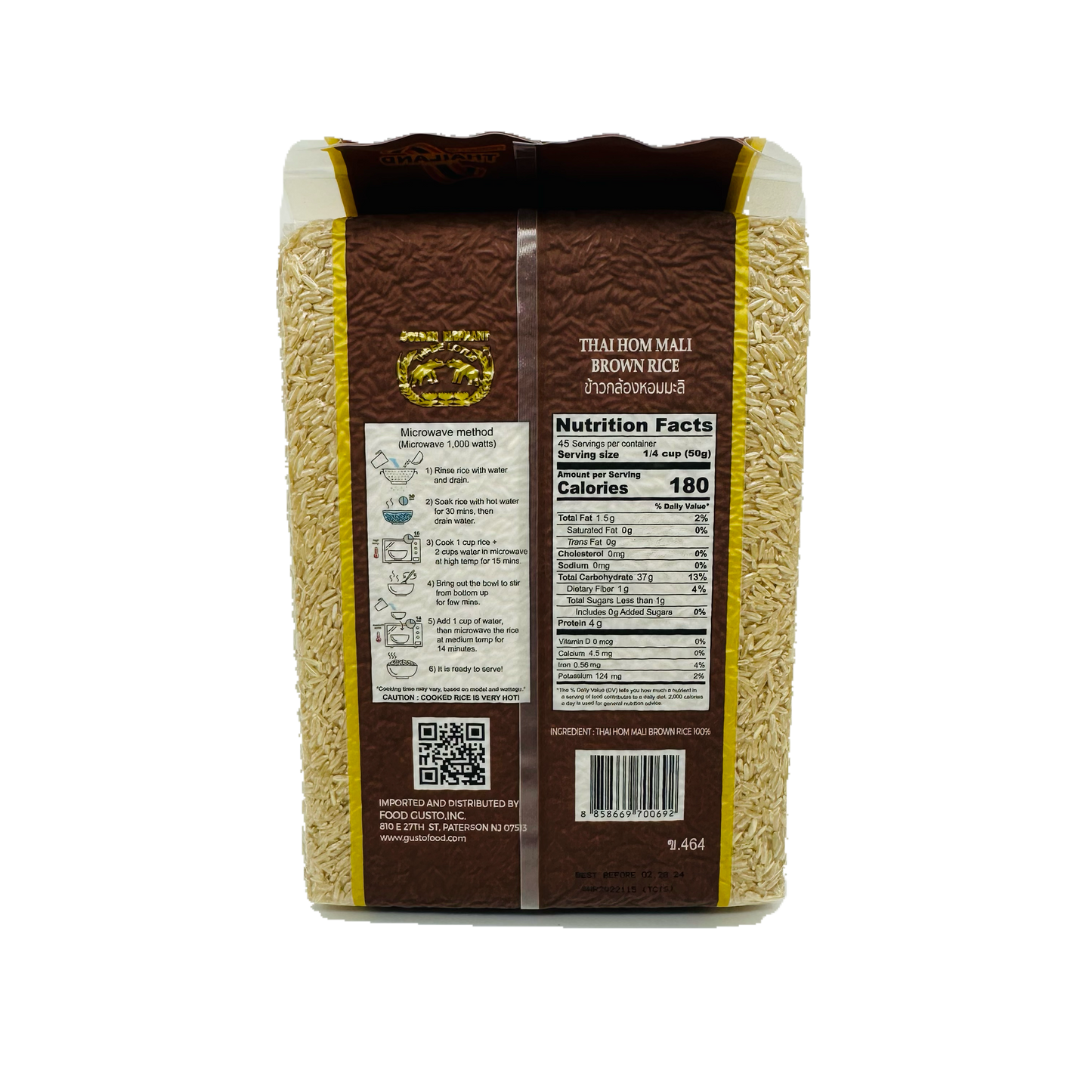 Golden Elephant Three Lotus Thai Hom Mail Brown Rice