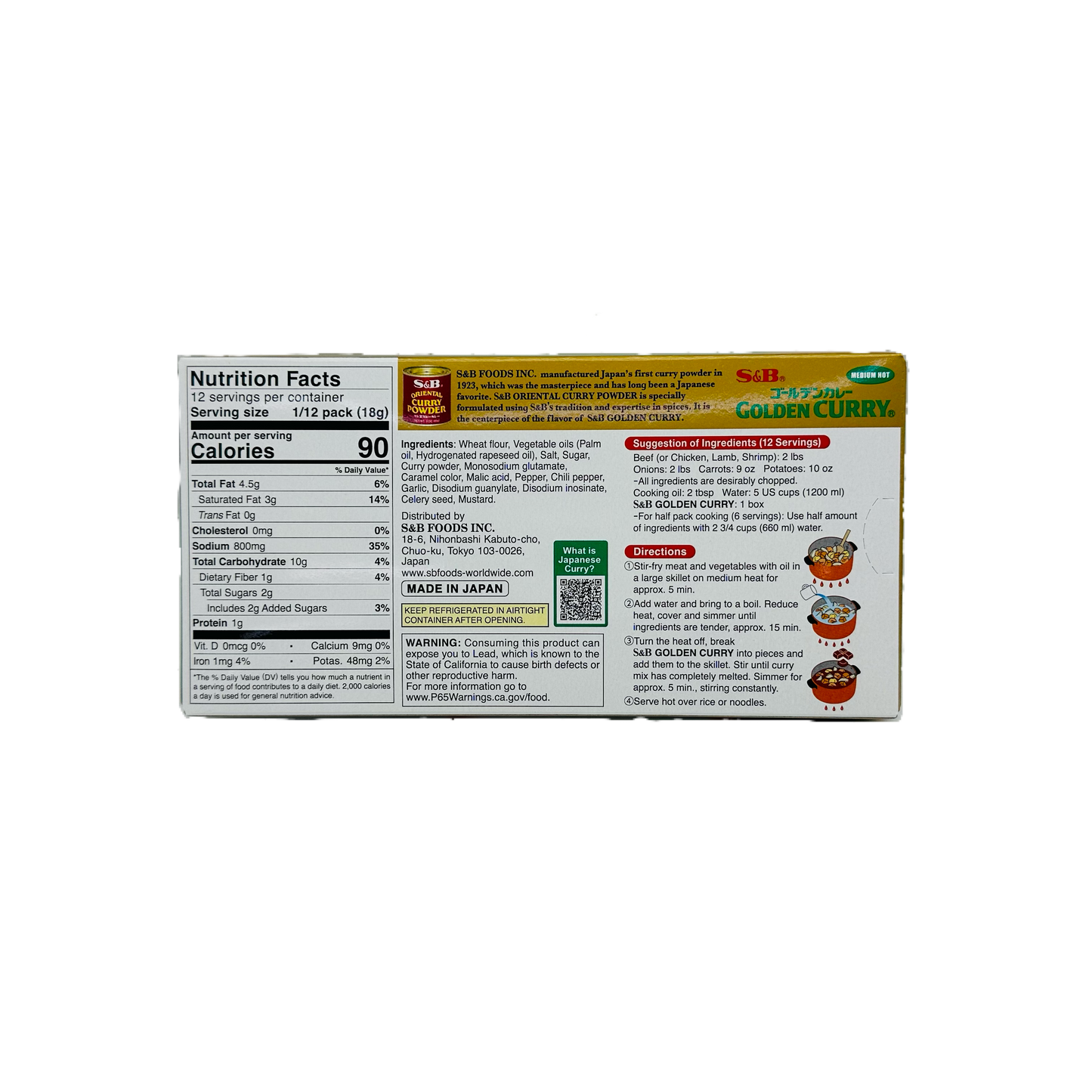 S&B Golden Curry (Japanese Curry Mix) (Medium Hot)