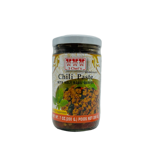 "3 Chef's พริกผัดใบกระเพรา (Chili Paste with Holy Basil Leaves)"