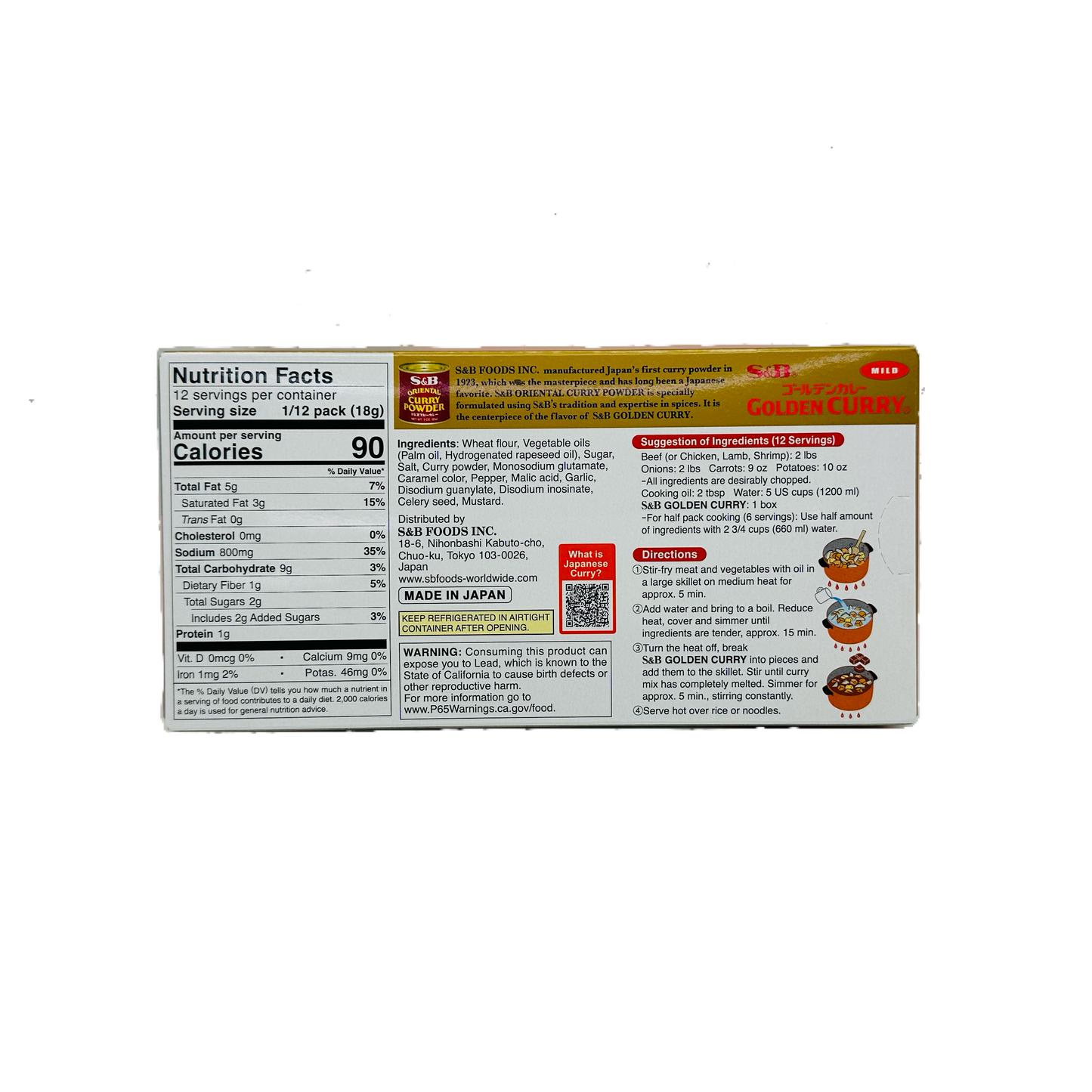 S&B Golden Curry (Japanese Curry Mix) (Mild)